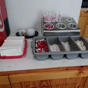 Utensils and condiments section
