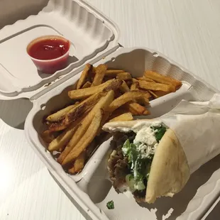 Beef and Lamb Gyro with fries