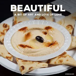 We make food simple! Try our authentic mediterranean hummus, served with our perfect pita bread. www.gyrosplus.com