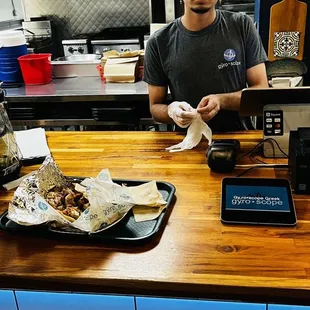 He claims that he the owner and told me that this is how he serves food.