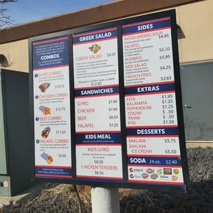 a menu board for a fast food restaurant