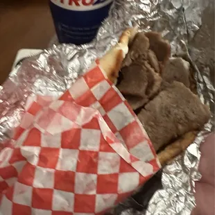 Traditional Gyro Sandwich with generous meat portions