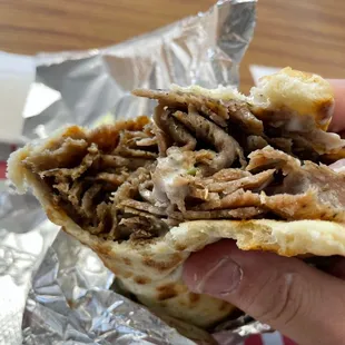 a hand holding a pita