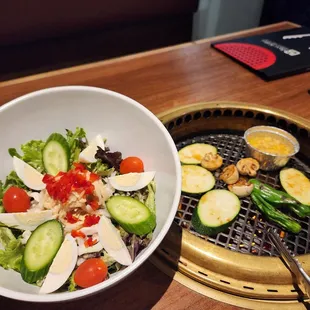 fresh salad and veggies