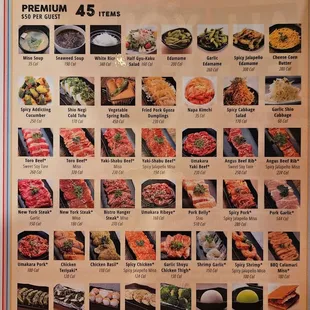 $45 AYCE Menu