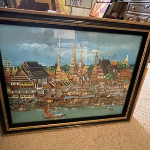 Asian painting under glass