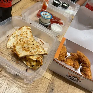 Shrimp Quesadilla 3 Piece Tenders &amp; Fries
