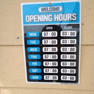 The hours of business