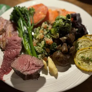 Meats and items from the salad bar