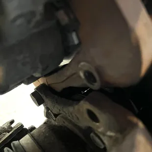 Missing bolt when they checked my brakes.