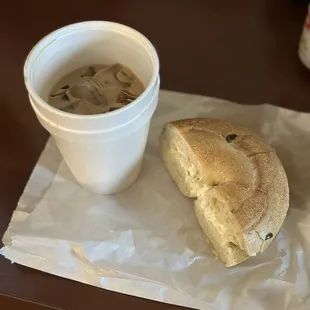 Delicious Vietnamese coffee and jalapeño cream cheese bagel