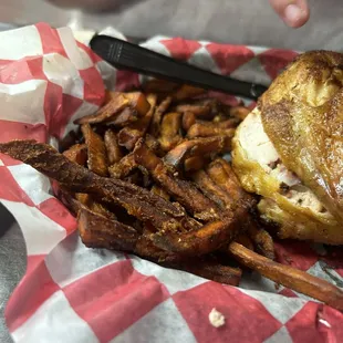 My daughter's burnt sweet potato fries.