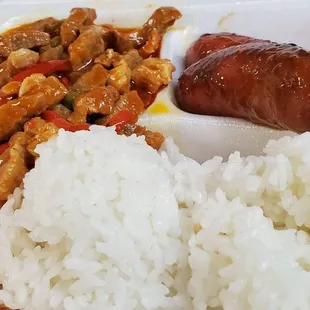 chicken, rice, and sausage