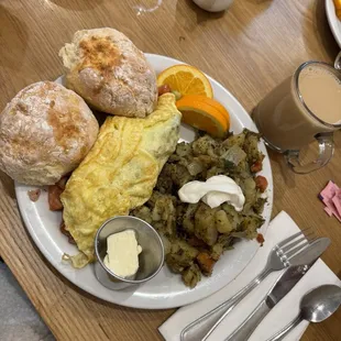 Potato/bacon omelette