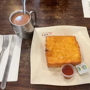 French Toast and hot milk tea