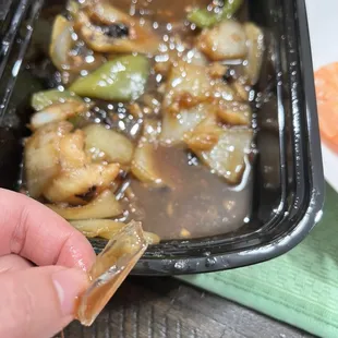 Found a sharp piece of broken glass in my food.