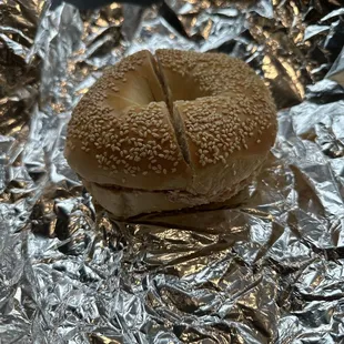 Sesame Bagel with Lox Cream Cheese. A great deal for $3.75.