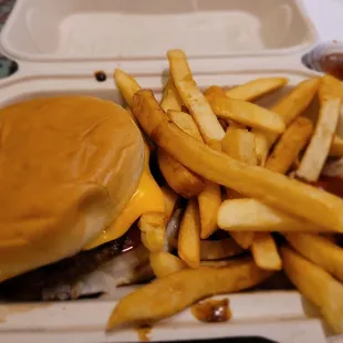 Dinner @H&amp;T Burgers this evening; 2/22/2022 @Windward Mall. 2x, BBQ Hamburgers &amp; FFries for the both of us, before we headed to the Movies.