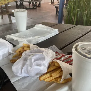 french fries and a drink