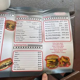 burgers, menu