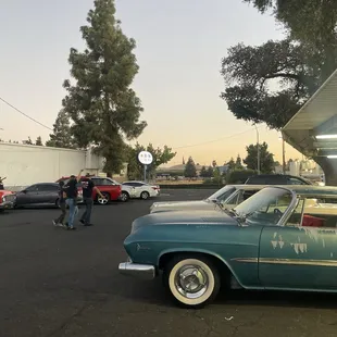 Fridays are merced cruise night, classic car show in the parking lot