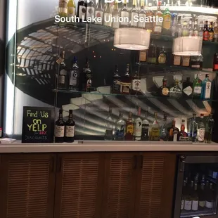 bottles of alcohol on the counter