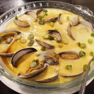 Steamed egg with clams