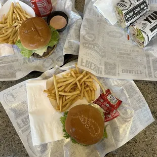 Jalapeño burger combo and chicken wrap