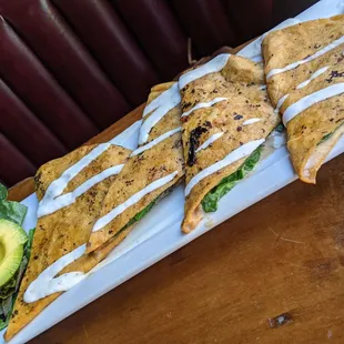 Spinach mushroom quesadilla
