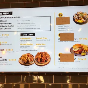 Left wing friend chicken menu