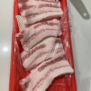 Pork belly- all fat. Definitely not the ideal Korean style pork belly