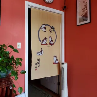 Cute kitty curtains.