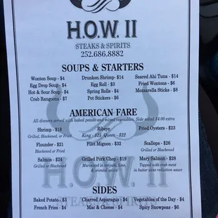 the menu