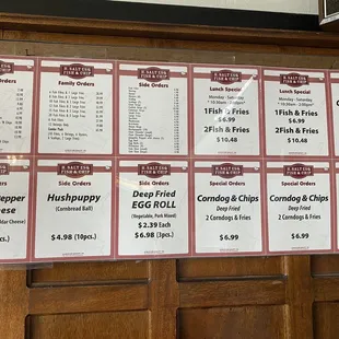 a menu for the restaurant