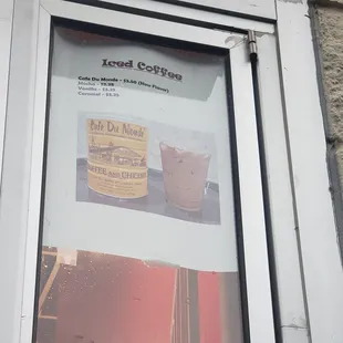 a sign in a window