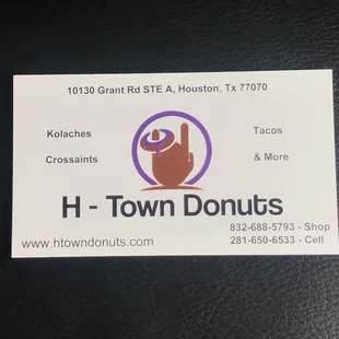 Business card with their website info