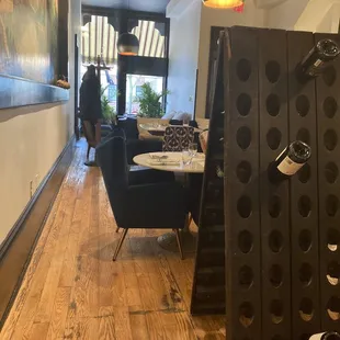 Seating options and wine rack wall divider