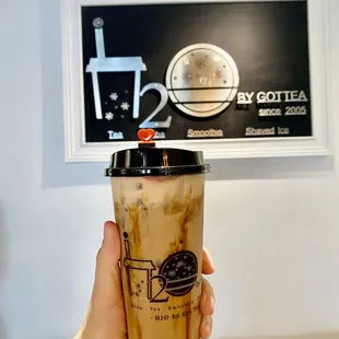 Brown sugar milk tea with crystal boba