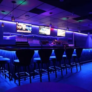 a bar with neon lights