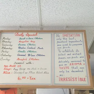 Weekly special entries