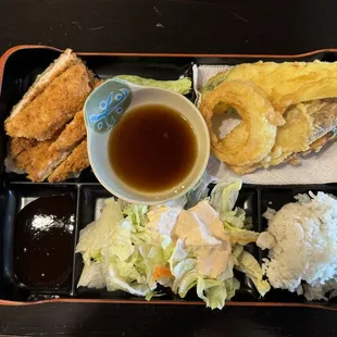 Tonkatsu and Vegetable Tempura