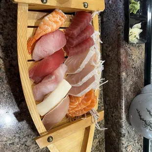 Assorted Sashimi and nigiri sushi  Ha La Boat
