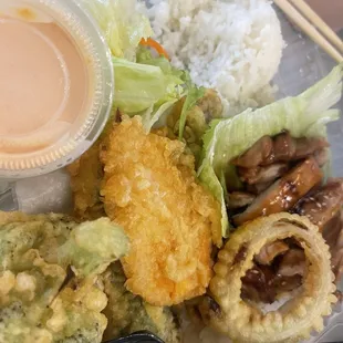 Bento box with Chicken Teriyaki and Vegetable Tempura