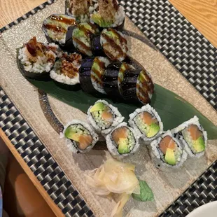 Maki Roll Lunch Special - Spider Roll, Shrimp Tempura Roll and Alaskan Roll. Great!