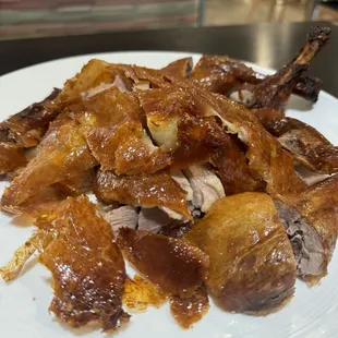 Well here it is the amazing Peking duck pulled from the bones, and absolutely and so is the skin, which to me is the true treat.