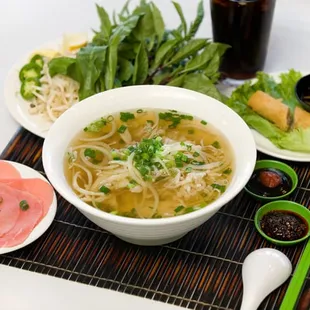 Ha Long Pho'natic Meal with Steak and Tripe Pho served with Spring Roll and soft drink