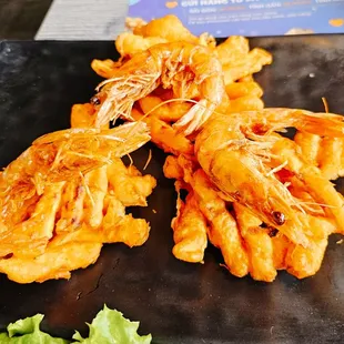 Sweet Potatoes and Crispy Shrimp - so crispy and good!