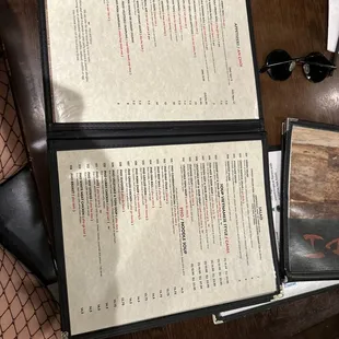 a menu on a table