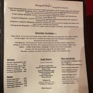 Drink menu