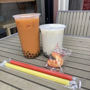 Thai tea, jasmine green milk tea